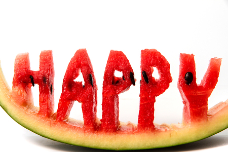 Slices of watermelon on white backgroundの写真素材