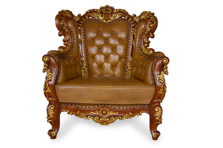 antique chair isolated on whiteの写真素材