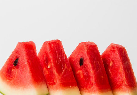 Slices of watermelon on white backgroundの写真素材