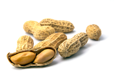 Peanuts on white ground