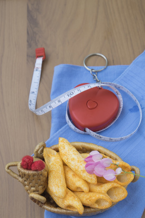 Snack on a wooden tableの写真素材
