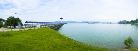 Lighthouse on a sunny day with blue sky.の写真素材