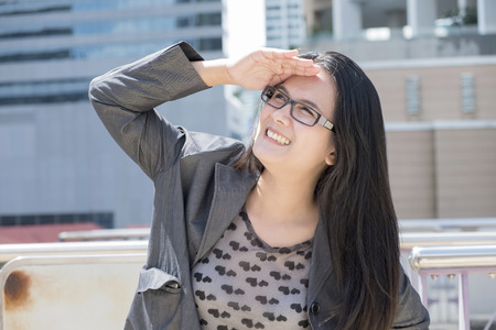 Portrait Of Asian Businesswoman Outside Officeの写真素材