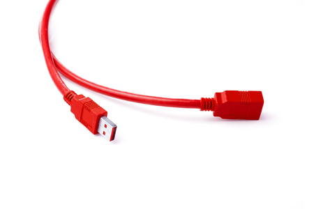 RED USB cable isolated on white background
