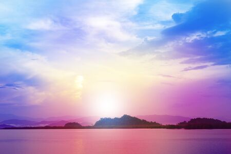 Abstract background sunset concept; Dramatic sunset with twilight color sky and clouds