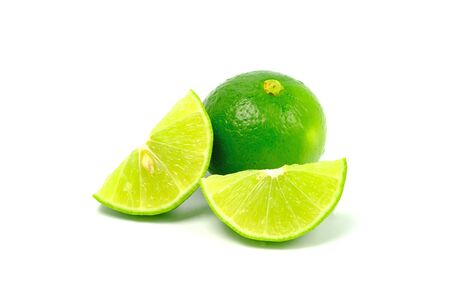 healthy food. sliced lime isolated on white backgroundの写真素材
