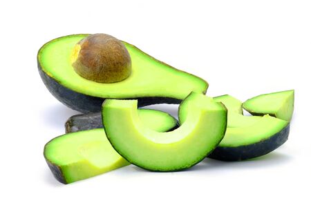 slices of avocado isolated on the white backgroundの写真素材