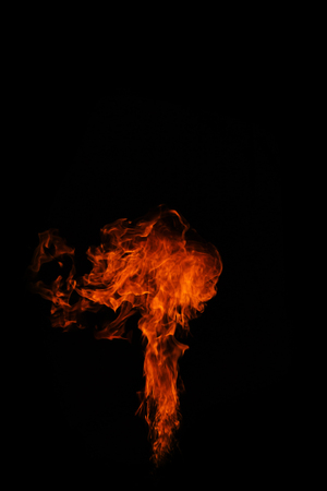 Fire flames on a black backgroundの写真素材