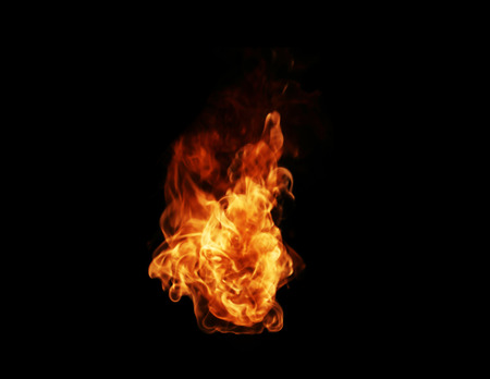 Fire flames on black backgroundの写真素材
