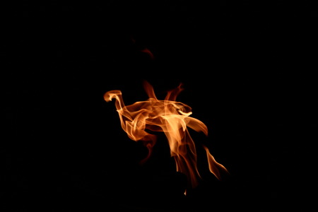 fire flames on black backgroundの写真素材