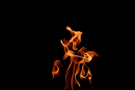 fire flames on black backgroundの写真素材