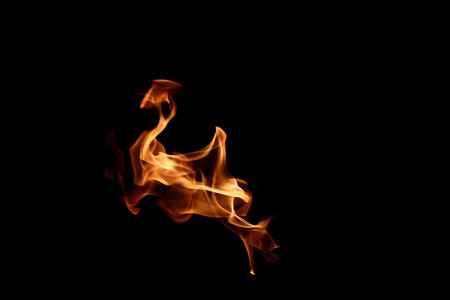 fire flames on black backgroundの写真素材