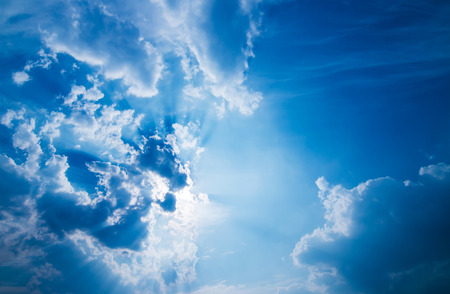 blue sky with sun and beautiful clouds
