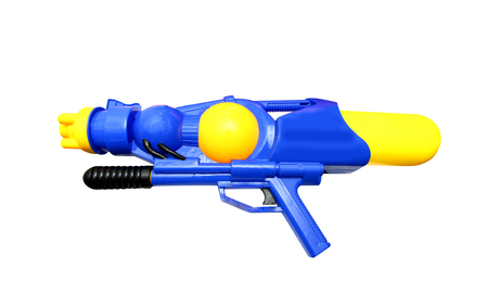Plastic water gun isolated on white backgroundの写真素材