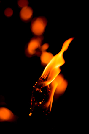 Fire flames on black background