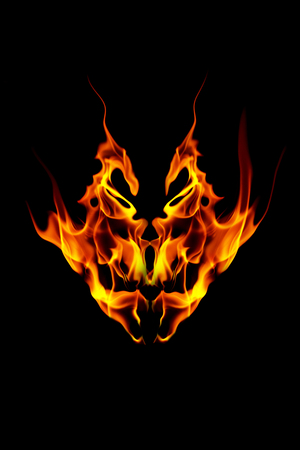 Fire flames on black background