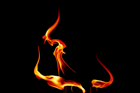 fire flames on black backgroundの写真素材