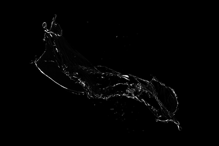 blue water splash isolated on black backgroundの写真素材