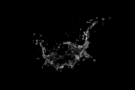 water splash isolated on black backgroundの写真素材