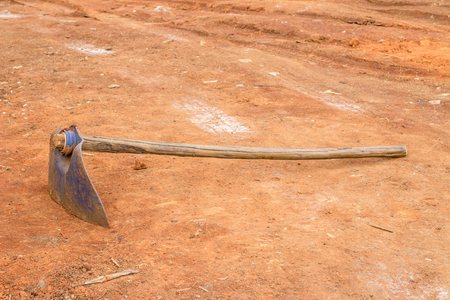 hoe at construction siteの写真素材