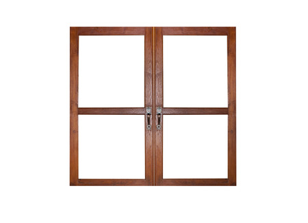 wooden window isolated on white backgroundの写真素材