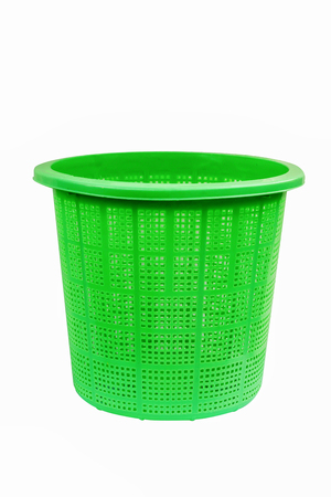 plastic basket isolate on white backgroundの写真素材