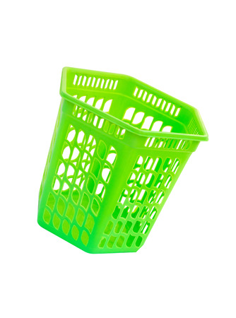 plastic basket isolate on white backgroundの写真素材