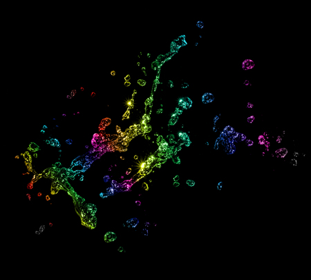 water splash isolated on black backgroundの写真素材