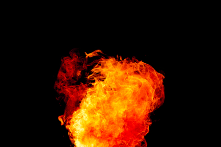 fire flames isolated on black backgroundの写真素材