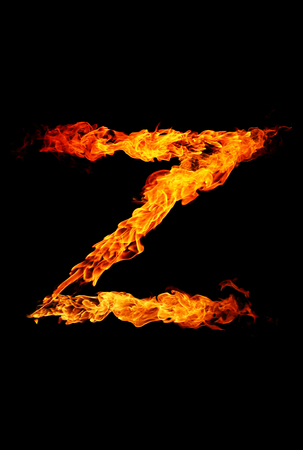 Fire letter Z of burning flame.の写真素材