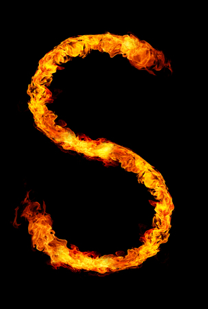Fire letter S of burning flame.の写真素材