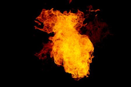 fire flame isolated on black backgroundの写真素材
