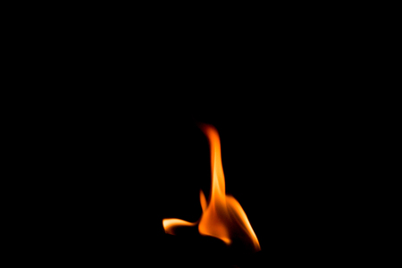 fire flame isolated on black backgroundの写真素材