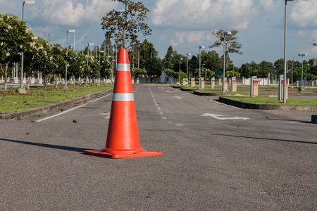 Traffic cone on the road.の写真素材