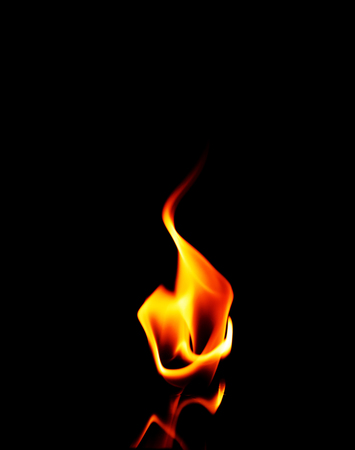 fire flame isolated on black backgroundの写真素材