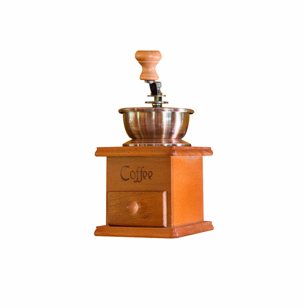 vintage coffee machine isolated on whiteの写真素材