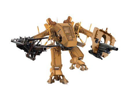 battle robot technic  image retouch isolated on white background.の写真素材