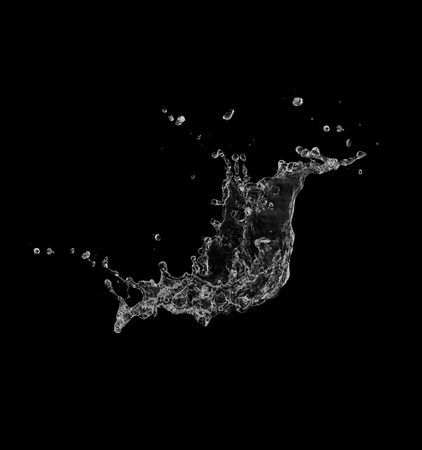 Water splash on black backgroundの写真素材