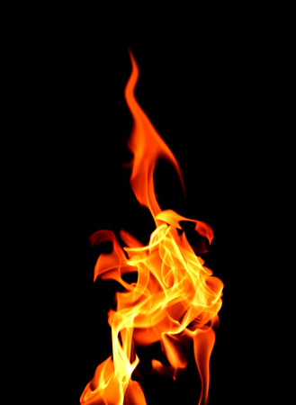 Fire flames on black backgroundの写真素材