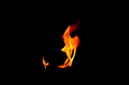 Fire flames isolated on black background.の写真素材