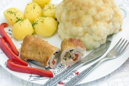 Pork chop with cauliflower and boiled potatoes