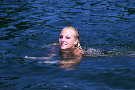 swimming girlの写真素材