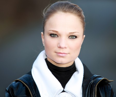 Front Portrait of a pretty nice cute single girl with perfect skin !!! (no rework necessarry)の写真素材