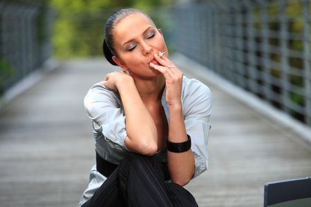 Smoking womanの写真素材