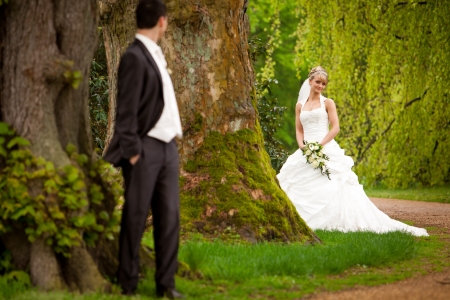 young couple just marriedの写真素材