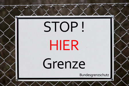 STOP - DENMARK NORWAY SWEDEN AUSTRIA BUILD U AGAIN FENCE TO GERMANY AND EU COUNTRIESの写真素材