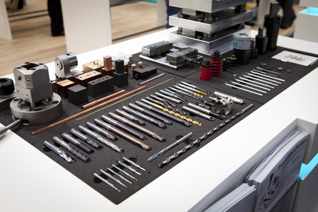 Screws machining drilling and borer at K Duesseldorf.Special borer and drilling bits are shown on...
