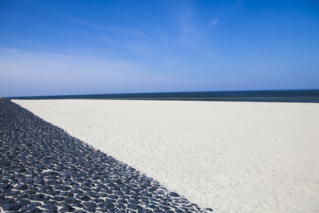 Sylt - lonely beach in north Germany - elbows with big white sandbankの写真素材