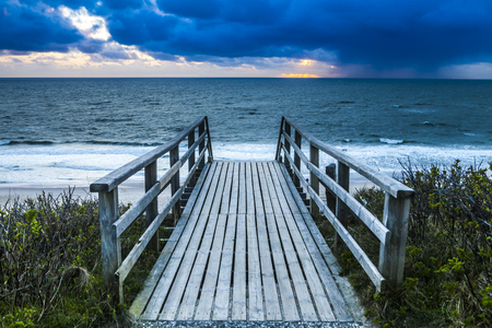 thunderstorm is coming at ocean hurricanの写真素材