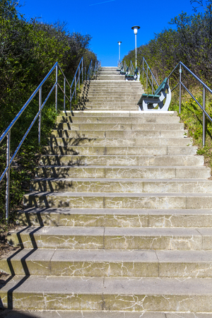 Stairs on Sylt. Stock photography Stairs on Sylt, Stairs on Sylt. It is the only concrete and steel build stairway on Sylt. Most others are made out of wood.の写真素材